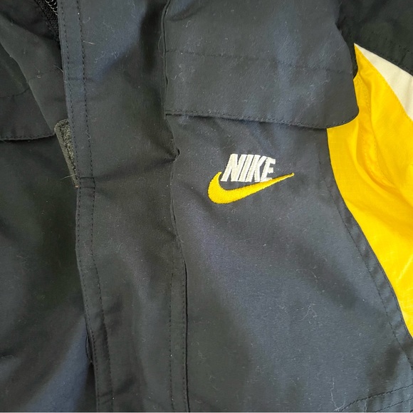 Nike Kids Winter Navy Blue Yellow Jacket with Double Closure Back Spell Out 3T - Picture 4 of 11